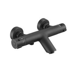 Смеситель для ванны/душа Esko Mikros термостатный, керамический, настенный, излив короткий 80.5 мм, латунь, цвет черный T3054 Black