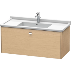 Тумба под раковину Duravit Brioso, 102х46,9х45,2 см, подвесная, 1 выдвижной ящик, ДСП, цвет: натуральный дуб/хром, шкафчик навесной, механизм доводчика, прямоугольная, правая/левая, в ванную комнату