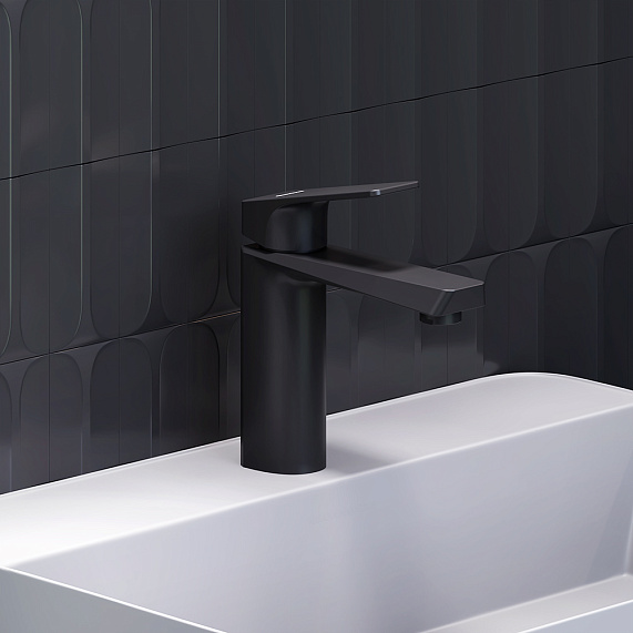 Смеситель для раковины/умывальника Damixa Merkur однорычажный, неповоротный, керамический, длина излива 124 мм, латунь, цвет черный