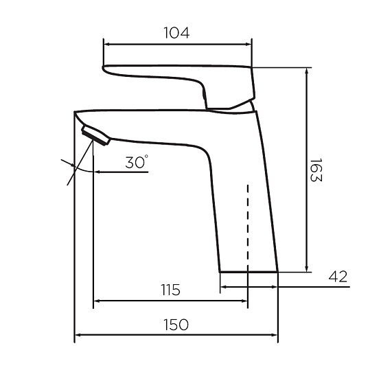 Смеситель для раковины Dorff Prime однорычажный, излив короткий, длина 115 мм, керамический, латунь, цвет хром