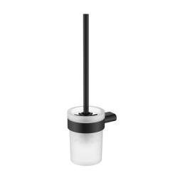 Ершик IDDIS Petite настенный, цвет черный матовый/матовое стекло, нержавеющая сталь/стекло, округлый, для туалета/унитаза PETBLSGi47