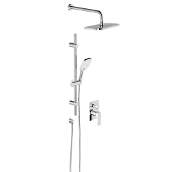 Душевая система Damixa Gala встраиваемая, цвет хром, комплект: смеситель/тропический душ прямоугольный (с верхней лейкой)/лейка/шланг/штанга, латунь/ABS-пластик/ПВХ, скрытого монтажа 
