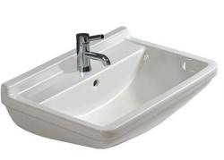 Раковина DURAVIT Starck 3 WonderGliss, 55х37х18 см, подвесная, прямоугольная, фарфоровая, цвет белый, 1 отверстие под смеситель, антигрязевое покрытие, слив/перелив