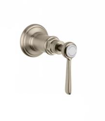 Вентиль Axor Montreux запорный, с рычаговой рукояткой, скрытого монтажа, настенный, круглый, латунь, цвет: под сталь, керамический, встраеваемый/встроенный, для встраиваемых систем, для ванны/душа