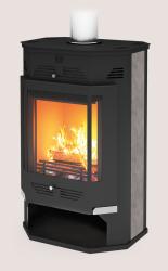 Печь-камин Румба ТЕПЛОДАР 100м³, отопительная, напольная, пристенная/угловая, дверца со стеклом, на дровах/брикетах