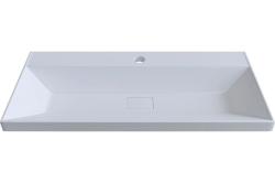 Раковина Velvex Classica Slim 80 белый, 800х360х120 мм накладная, прямоугольная, искусственный камень, цвет белый, с отверстием под смеситель, без слива-перелива