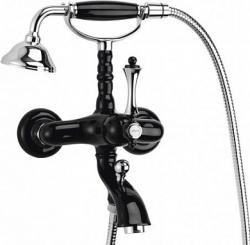 Смеситель для ванны/душа Cezares Margot, настенный, однорычажный, неповоротный, длина 145 мм, керамический, латунь, цвет черный матовый