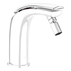 Смеситель для биде Webert Aria, для унитаза/биде, однорычажный, неповоротный, длина 145 мм, латунь, цвет хром/белый