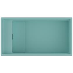 Мойка кухонная Omoikiri Kinaru 86-U/I PRO, 46х86 см, врезная, из керамики (Artceramic), прямоугольная, цвет лазурно голубой, без отверстия под смеситель, без крыла, слив-перелив, врезная в столещницу, для кухни