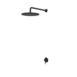 Душевая система встраиваемая Whitecross Y, цвет черный матовый, комплект: однорычажный смеситель/тропический душ (с верхней лейкой), латунь, скрытого монтажа