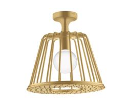 Верхний душ AXOR LampShower/Nendo 275 1jet, с потолочным подсоединением, потолочный монтаж, круглый, с 1 режимом, размер 27,5 см, металлический, цвет: шлифованное золото, со встроенным освещением, для душа/ванной