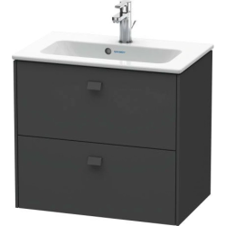 Тумба под раковину Duravit Brioso, 62х38,9x55,3 см, подвесная, 2 выдвижных ящика, ДСП, цвет: графит матовый, шкафчик навесной, механизм доводчика, прямоугольная, правая/левая, в ванную комнату