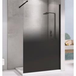 Душевая перегородка ABBER Immer Offen 120х200 см, прозрачное черное стекло тонированное, правое/левое, универсальное, закаленное стекло 6 мм, профиль черный