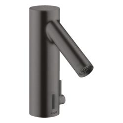 Смеситель для раковины AXOR Starck 90, электронный, сенсорный, инфракрасный, фиксированный излив, длина 10,3 см, латунь, цвет шлифованный черный хром, без донного клапана, питание от батареек, с регулировкой температуры