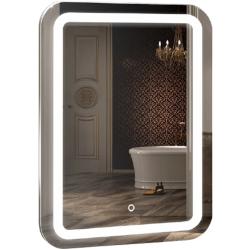 Зеркало Azario Мальта, 55х80 см, с LED/ЛЕД-подсветкой, с диммером, часы, прямоугольное, выключатель сенсорный, для ванны, навесное/подвесное/настенное