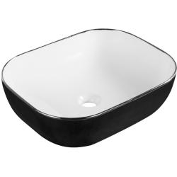 Раковина для ванной CeramaLux NC D1302H134 50,5х13,5х40,5 накладная, прямоугольная, керамическая/фарфоровая, цвет белый/черный, без отверстия под смеситель, без слива-перелива