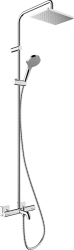 Душевая система Hansgrohe Vernis Shape Showerpipe 230 1jet EcoSmart с термостатом для ванны, комплект: верхний душ/ручной душ/термостат для ванны/держатель для душа/штанга для душа, цвет хром