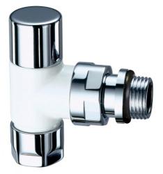 Вентиль FAR Top 1/2"нр. запорный, угловой, уплотнение EPDM, гайка М24х19, цвет серебро/белая эмаль