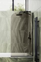 Душевая шторка на ванну MaybahGlass, 140х44 см, бронзовое стекло/профиль узкий, цвет черный, фиксированная, плоская/панель, правая/левая, правосторонняя/левосторонняя, универсальная