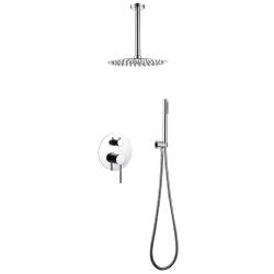 Душевая система ABBER Emotion встраиваемая, цвет хром, комплект: однорычажный, смеситель/тропический душ (с верхней лейкой)/лейка/шланг, внутренний (скрытый) монтаж