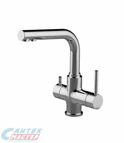Смеситель для кухни/мойки Lemark Comfort однорычажный, керамический, с краном питьевой воды, с поворотным изливом, длина 209 мм, латунь, цвет хром, кухонный, хромированный, вертикальный, однорукий, одноручный, однозахватный, одноручковые, кран