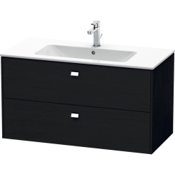 Тумба под раковину Duravit Brioso, 102х47,9x55,3 см, подвесная, 2 выдвижных ящика, ДСП, цвет: дуб черный/хром, шкафчик навесной, механизм доводчика, прямоугольная, правая/левая, в ванную комнату