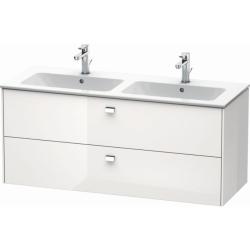 Тумба под раковину Duravit Brioso, 129х47,9x55,3 см, подвесная, 2 выдвижных ящика, ДСП, цвет: белый глянец/хром, шкафчик навесной, механизм доводчика, прямоугольная, правая/левая, в ванную комнату