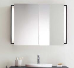 Зеркальный шкаф Duravit Ketho, 100х75х18 см, подвесной, цвет: графит, зеркало с подсветкой LED/ЛЭД, сенсорный выключатель, с 2 распашными дверцами/двухстворчатый, 2 стеклянные полки, прямоугольный
