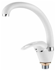 Смеситель для кухни/мойки LEDEME, однорычажный, поворотный, латунный, длина излива 186 мм, латунь, цвет белый