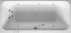 Ванна Duravit Vero 180х80 см гидромассажная, встраиваемая/пристенная, акриловая, цвет: белый, с ножками/сливом-переливом, без фронтальной панели, прямоугольная, с системой гидромассажа Combi-System P, c двумя наклонами для спины