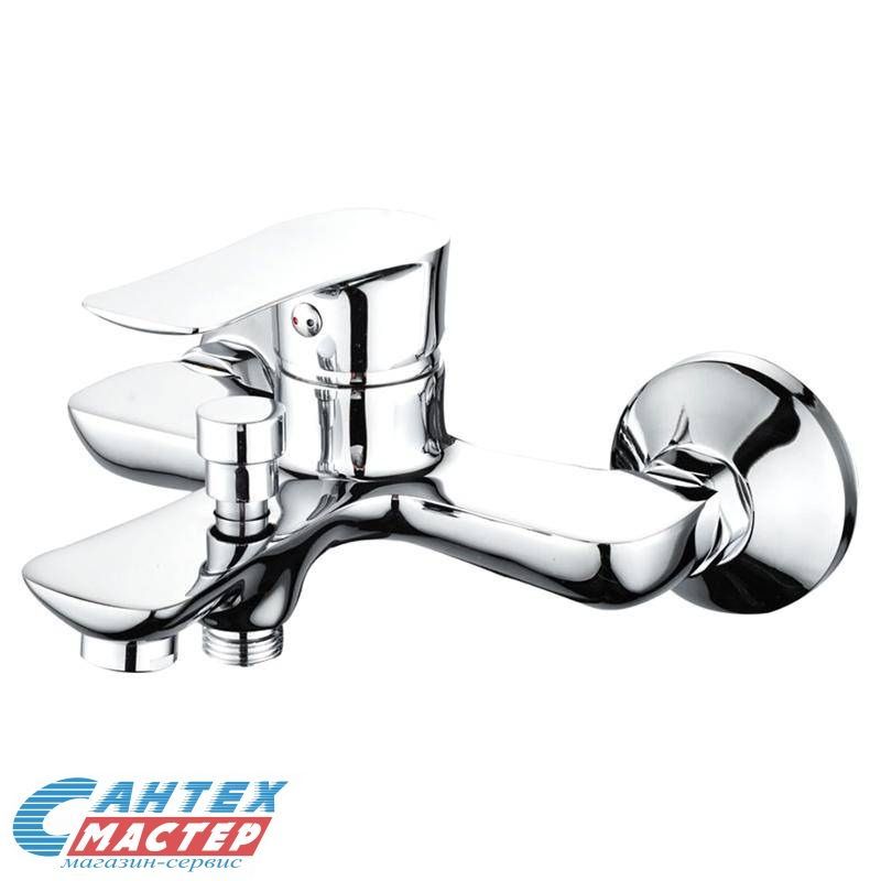 Смеситель для ванны/душа Osgard Amungen однорычажный, керамический, настенный, излив фиксированный 178 мм, с гибким шлангом, душем/лейкой, латунь, цвет хром, короткий, универсальный, горизонтальный, рычажный, кран, комплект, сантехника, размер