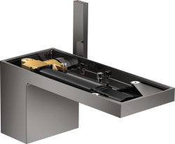 Смеситель для раковины/умывальника Axor MyEdition 70, без панели, однорычажный, фиксированный излив, длина излива 15,1 см, керамический, латунь, цвет полированный черный хром, со сливным клапаном Push-Open