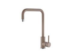 Смеситель для кухни ALVEUS DUAL G55 BEIGE однорычажный, поворотный, керамический, с высоким изливом, высота излива 25.7 см, латунь, покрытие гранит, цвет бежевый, с подключением к фильтру чистой воды