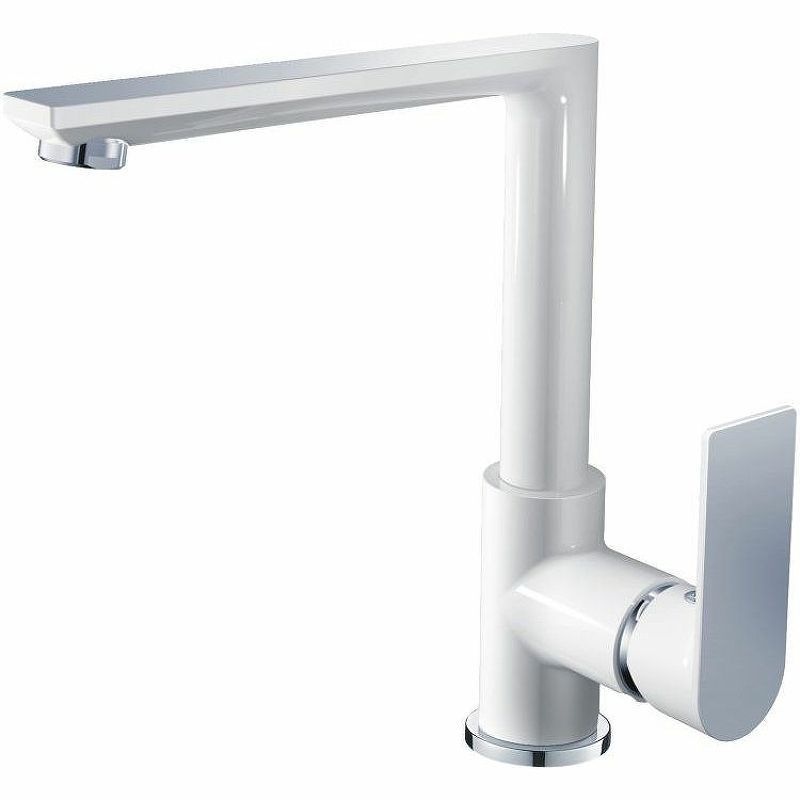 Смеситель для кухни/мойки HAIBA однозахватный, поворотный, латунный, с высоким изливом, длина 204 мм, латунь, цвет белый