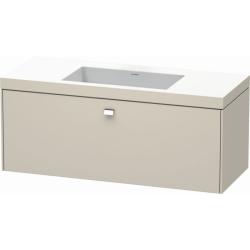 Тумба c раковиной Duravit Brioso, 120х48х50,2 см, подвесная, 1 выдвижной ящик, ДСП, цвет: серо-коричневый/хром /Vero Air, мебельная, прямоугольная, цвет белый, фарфоровая, с площадкой под смеситель, без перелива