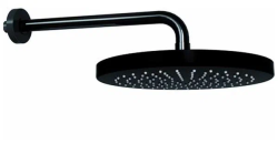 Верхний душ Bossini ELIOS 250 мм, с настенным держателем 300 мм, цвет черный матовый, материал латунь, настенный, для ванной, для душа/ванной