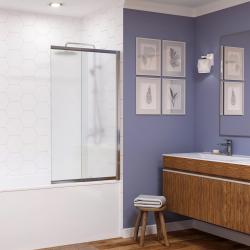 Душевая шторка на ванну WasserKRAFT Main 41S, 100х140 см, матовое стекло/профиль хром, раздвижная/распашная, плоская/панель, правая, правосторонняя