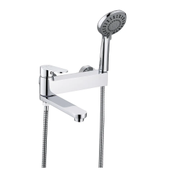 Смеситель для ванны/душа VIEIR настенный, однорычажный, поворотный, керамический, длина излива 221 мм, латунь, цвет хром