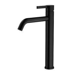 Смеситель для раковины/умывальника Splenka S221.15.06 высокий, однорычажный, неповоротный, фиксированный излив, длина 185 мм, высота 227 мм, нержавеющая сталь, цвет черный