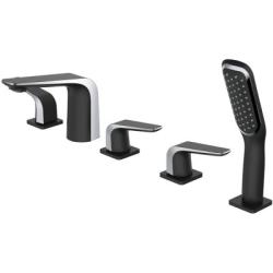 Смеситель для ванны/душа ROSE на борт ванны, встраиваемый, двухвентильный, неповоротный, длина 127 мм, латунь, цвет черный/хром