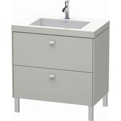 Тумба c раковиной Duravit Brioso, 80х48х61,3 см, подвесная, 2 выдвижных ящика, ДСП, цвет: бетонно-серый /Vero Air, мебельная, прямоугольная, цвет белый, фарфоровая, 1 отверстие под смеситель, без перелива