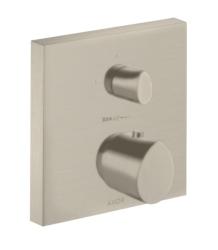 Смеситель для душа Axor Starck Organic, с запорным вентилем, термостатический, скрытого монтажа, настенный, без излива/шланга/лейки, квадратный, латунный, цвет шлифованный никель, с термостатом, встроенный/встраиваемый/термостатный