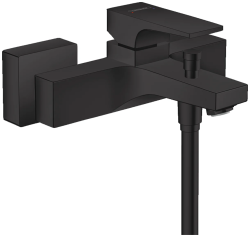 Смеситель для ванны Hansgrohe Metropol настенный, наружнего/внешнего монтажа, однорычажный, неповоротный, латунный, длина излива 18 см, керамический, цвет матовый черный, без душевого шланга/лейки, на 2 отверстия