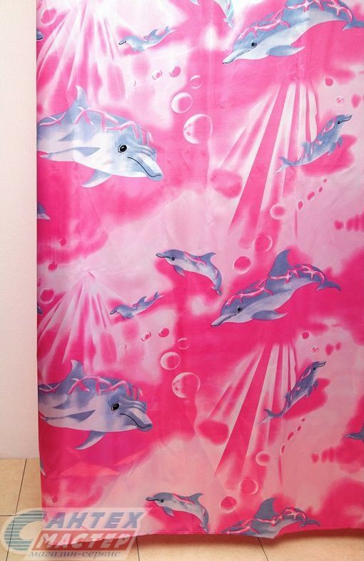 Шторка Delphinium для ванной комнаты WS-814 (S-14) 014 красная 