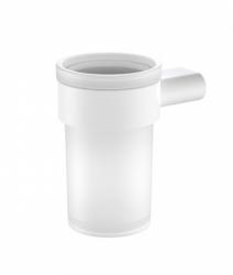 Стакан с держателем IDDIS Petite настенный, нержавеющая сталь/стекло, округлый, для душа/ванны/зубных щеток, в ванную комнату, цвет белый матовый PETWTSGi45