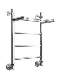 Полотенцесушитель Двин FJ 60/40, водяной (1"-1/2" К1  Полированный), с полкой, универсальное подключение, нержавеющая сталь, настенный, форма лесенка, цвет хром, к отоплению и ГВС, для отопления, обогрева в ванной