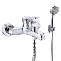 Смеситель для ванны/душа VIEIR настенный, однорычажный, неповоротный, керамический, длина излива 182 мм, латунь, цвет хром