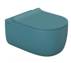 Унитаз подвесной Berges Ego XL, темно-синий матовый, горизонтальный (в стену) выпуск, с сиденьем микролифт, дюропласт, безободковый, под скрытый бачок