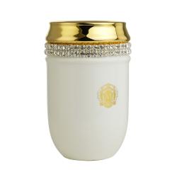 Стакан Migliore Dubai, с держателем, настольный, латунь/керамика, с кристаллами Swarovski, форма округлая, для зубных щеток в ванную/туалет/душевую кабину, цвет золото