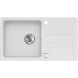 Мойка кухонная ALVEUS GALAPAGOS 30 GRANITAL ARCTIC-G11 77х43х15 см, врезная/встраиваемая сверху, с крылом, искусственный гранит, прямоугольная, цвет белый, с отверстием под смеситель и клапан-автомат